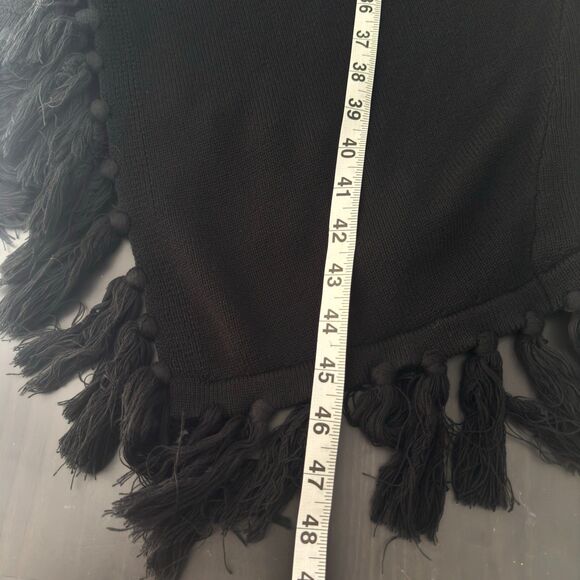 TASI Malibu Hooded Cardigan Black Boho Festival Open Front Sleeveless Duster M - Picture 6 of 9